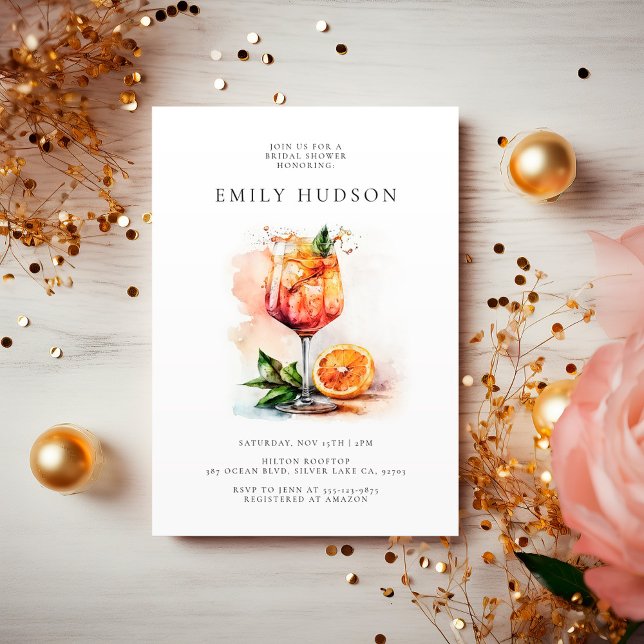 Elegante Aperol Spritz Bridal Shower Invitación (Subido por el creador)