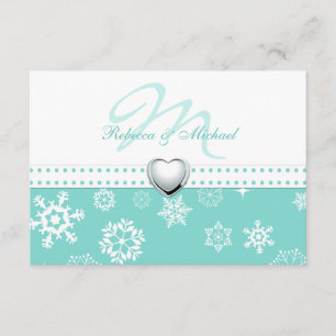 Elegante Aqua Blue and Snowflakes Wedding RSVP
