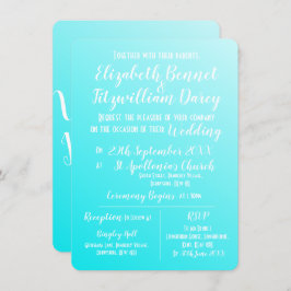Elegante Aqua Blue Wedding Invitación