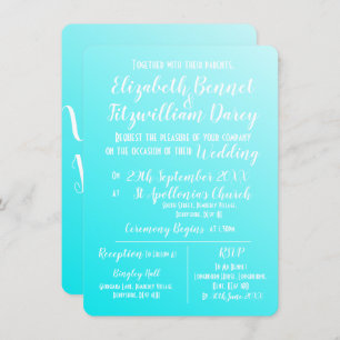 Elegante Aqua Blue Wedding Invitación