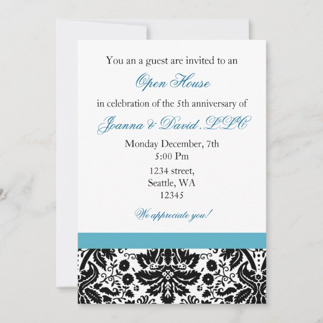 Elegante aqua Corporate party Invitación (Anverso)