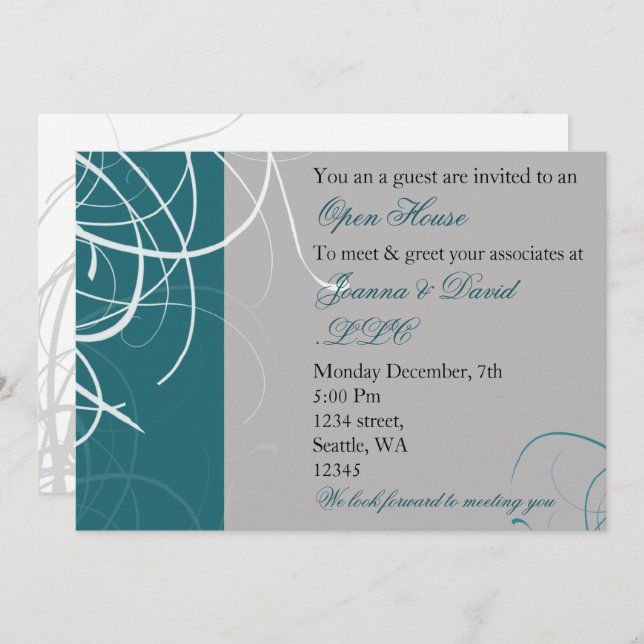 elegante aqua Corporate party Invitación (Anverso / Reverso)
