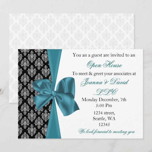 elegante aqua Corporate party Invitación (Anverso / Reverso)