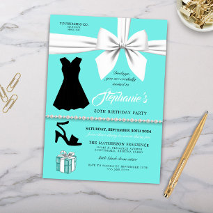Elegante Aqua Fashion Tiffany Invitación de cumple