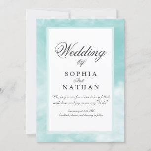 Elegante Aqua Watercolor Wedding Invitación