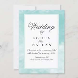 Elegante Aqua Watercolor Wedding Invitación