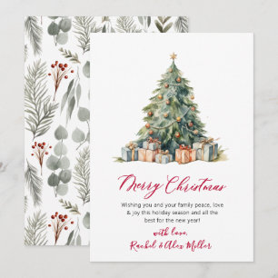 Elegante Árbol De Guión Rojo Tarjetas No Navidades