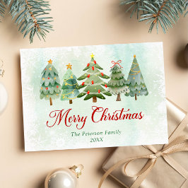 Elegante árbol de Navidad al acuarela Feliz Navida