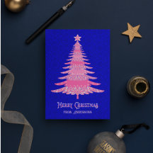 Elegante árbol de Navidad azul rosa personalizado