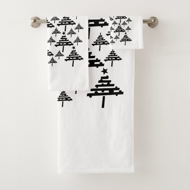 Elegante árbol de Navidad blanco y negro (In situ)