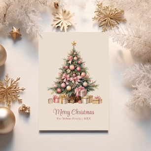 Elegante árbol de Navidad con arcos rosados