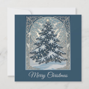 Elegante árbol de Navidad con copos de nieve y est