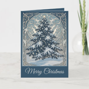 Elegante árbol de Navidad con copos de nieve y est