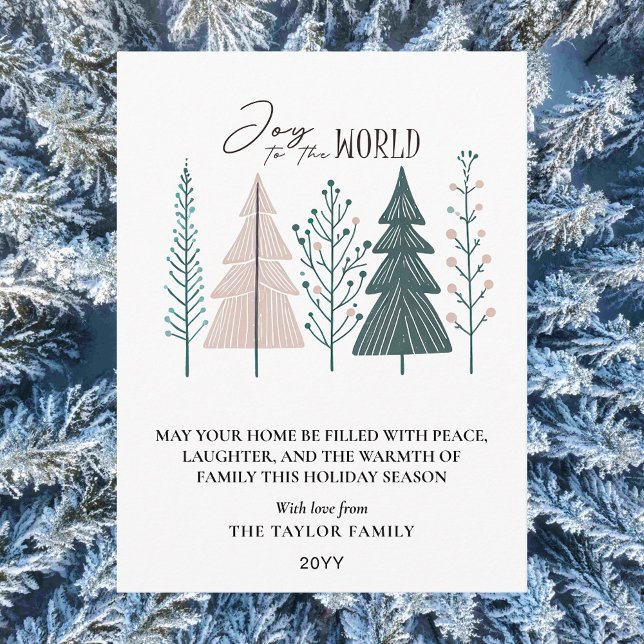 Elegante árbol de Navidad con estilo botánico boho (Elegant Botanical Boho Joy Christmas Tree Holiday Postcard
)