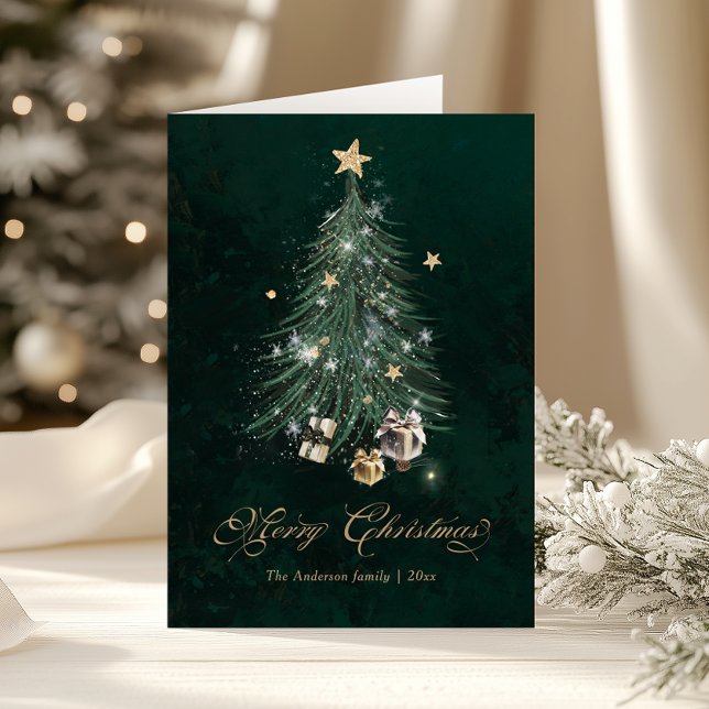 Elegante árbol de Navidad con guión dorado (Subido por el creador)