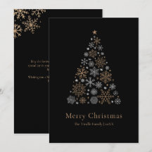 Elegante árbol de Navidad con guión en negro, plat
