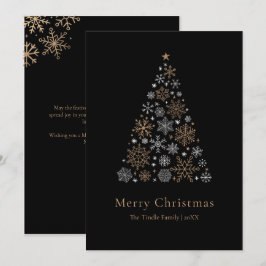 Elegante árbol de Navidad con guión en negro, plat