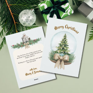 Elegante árbol de Navidad con letra script acuarel