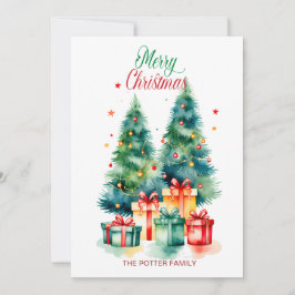Elegante árbol de Navidad de acuarela navideño