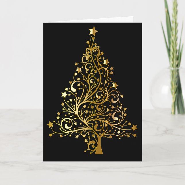 Elegante árbol de Navidad dorado (Anverso)