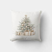 Elegante árbol de Navidad dorado almohada decorati