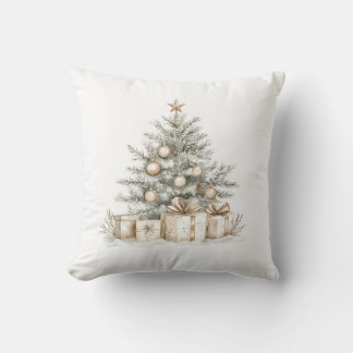 Elegante árbol de Navidad dorado almohada decorati