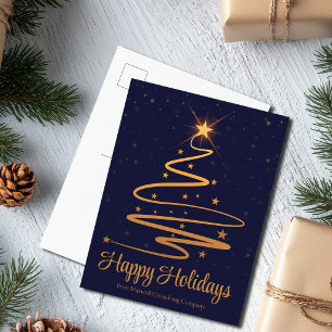 Elegante árbol de Navidad dorado azul marino