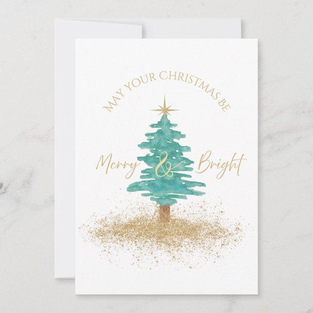 Elegante árbol de Navidad en acuarela (Anverso)