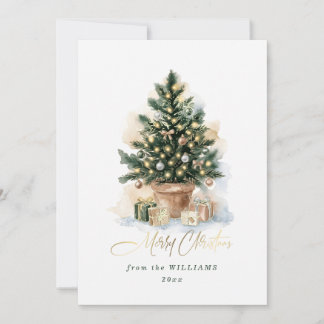 Elegante árbol de Navidad en acuarela sin foto