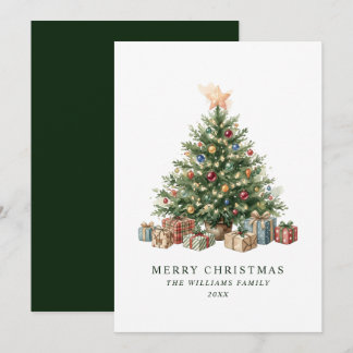 Elegante árbol de Navidad en acuarela verde sin fo