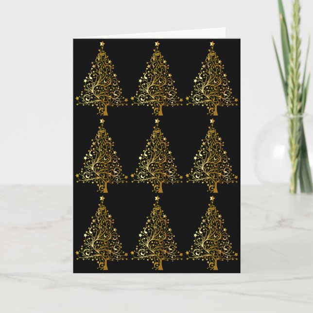 Elegante Árbol de Navidad Feliz Negro Oro Brillant (Anverso)