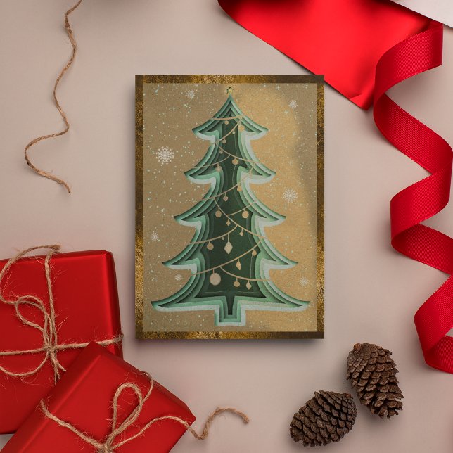 Elegante árbol de navidad Purpurina de arena marró (Front)