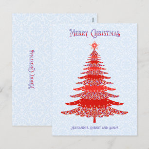 Elegante árbol de Navidad rojo azul personalizado