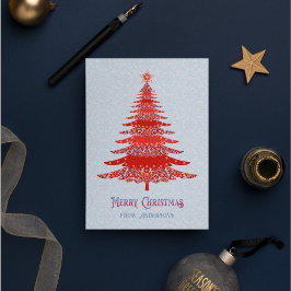Elegante árbol de Navidad rojo azul personalizado