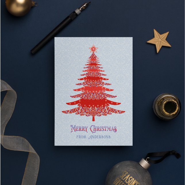 Elegante árbol de Navidad rojo azul personalizado (Subido por el creador)