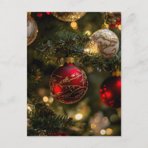 Elegante árbol de Navidad rojo dorado festivo
