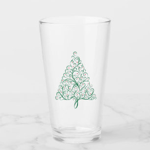 Elegante árbol de Navidad rojo y verde caligrafía
