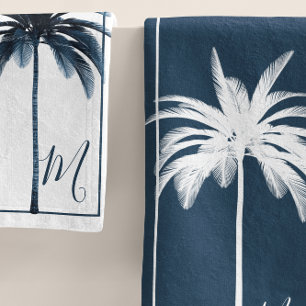 Elegante árbol de palmas azul y blanco Monograma B