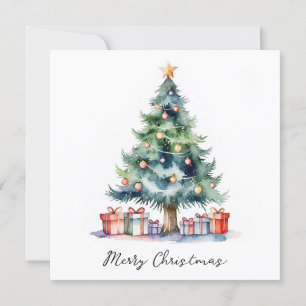 Elegante Árbol Rústico De Acuarela De Navidad