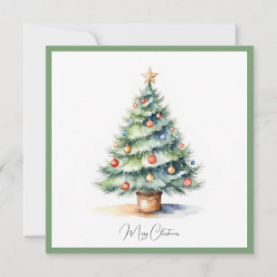 Elegante Árbol Rústico De Acuarela De Navidad