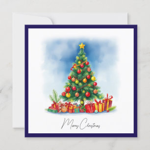 Elegante Árbol Rústico De Acuarela De Navidad