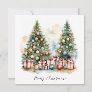 Elegante Árbol Rústico De Acuarela De Navidad