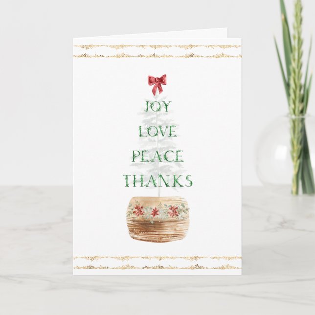 Elegante Árbol Verde Oro de Navidad plegado (Anverso)