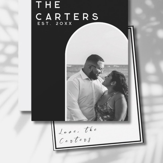 Elegante Arch Custom Wedding Tarjeta de agradecimi (Just Married Wedding Card)