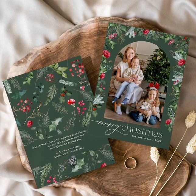 Elegante Arco Botánico Verde Forst Feliz Navidad (Subido por el creador)