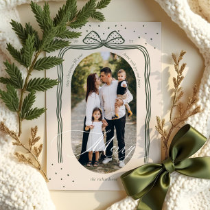 Elegante Arco de Foto con Lazo de Navidad con Letr
