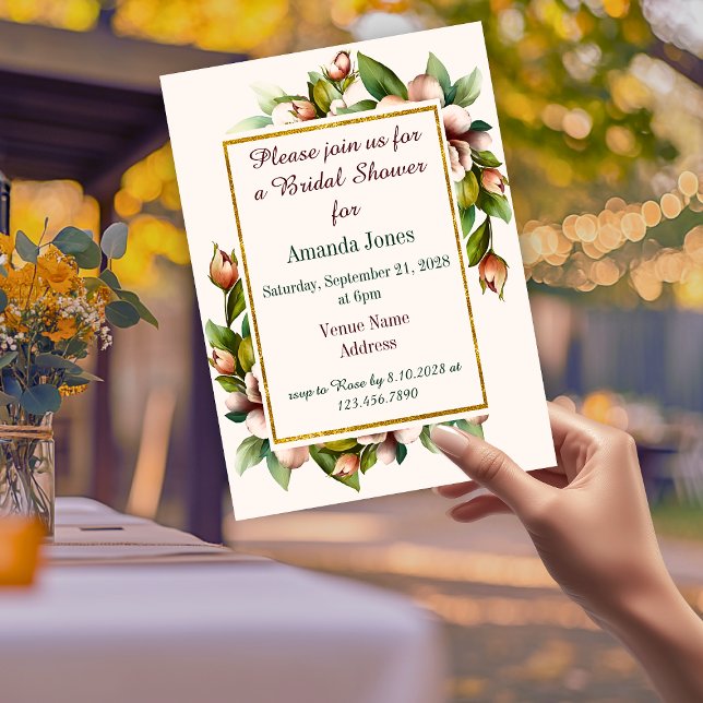 Elegante Arco Floral Boho Bridal Shower Invitación (Elegant Floral Arch Boho Bridal Shower Invitation)