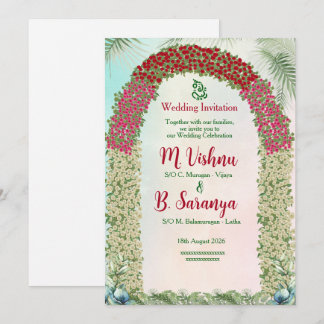 Elegante Arco Floral y Invitación de Boda India