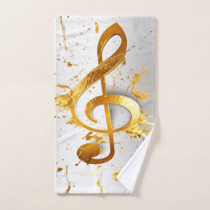 Elegante Armonía Dorada Caos Musical Marfil