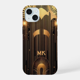 Elegante Art Deco Dorado Lluvia Monograma o Nombre